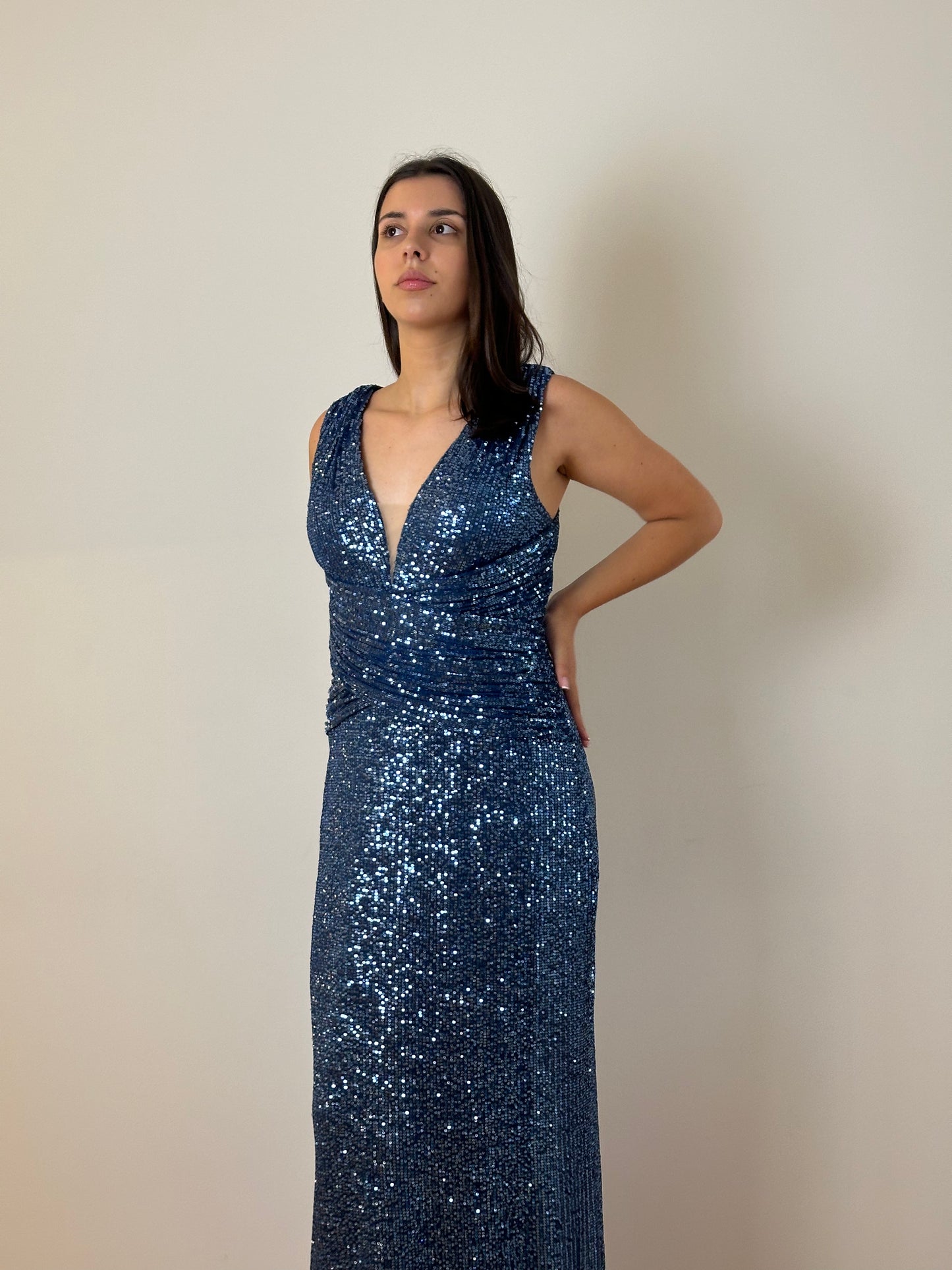 X&M - Blue Sequin V-Neck Dress